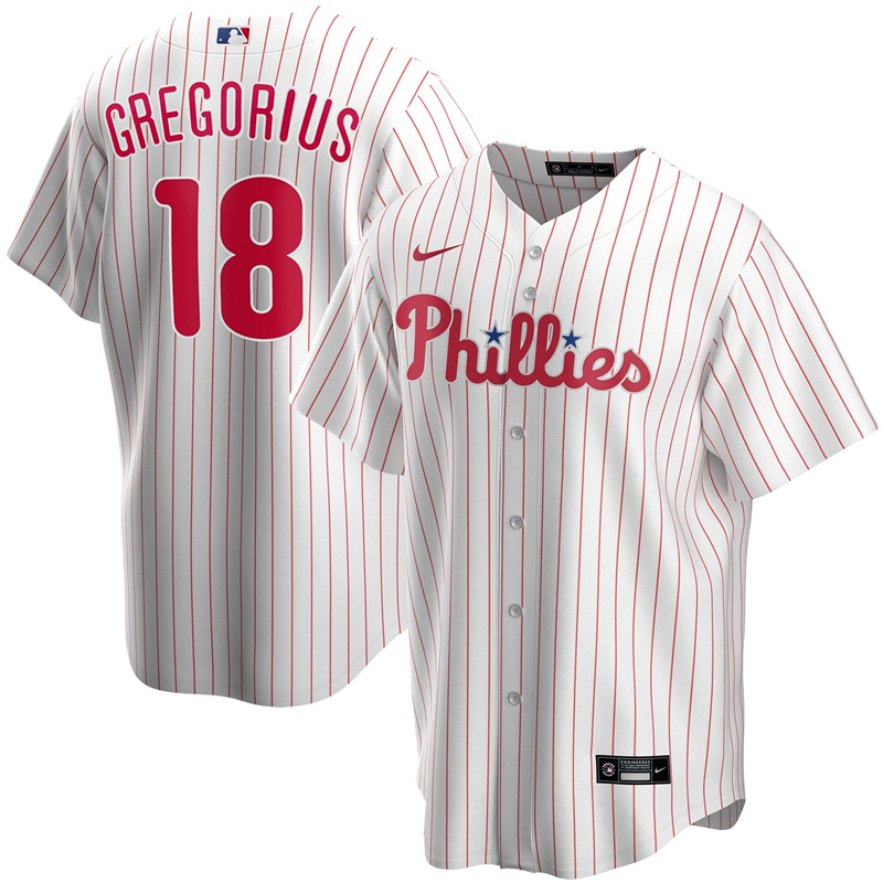 2020 MLB Men Philadelphia Phillies #18 Didi Gregorius Nike White Home 2020 Replica Player Jersey 1->philadelphia phillies->MLB Jersey